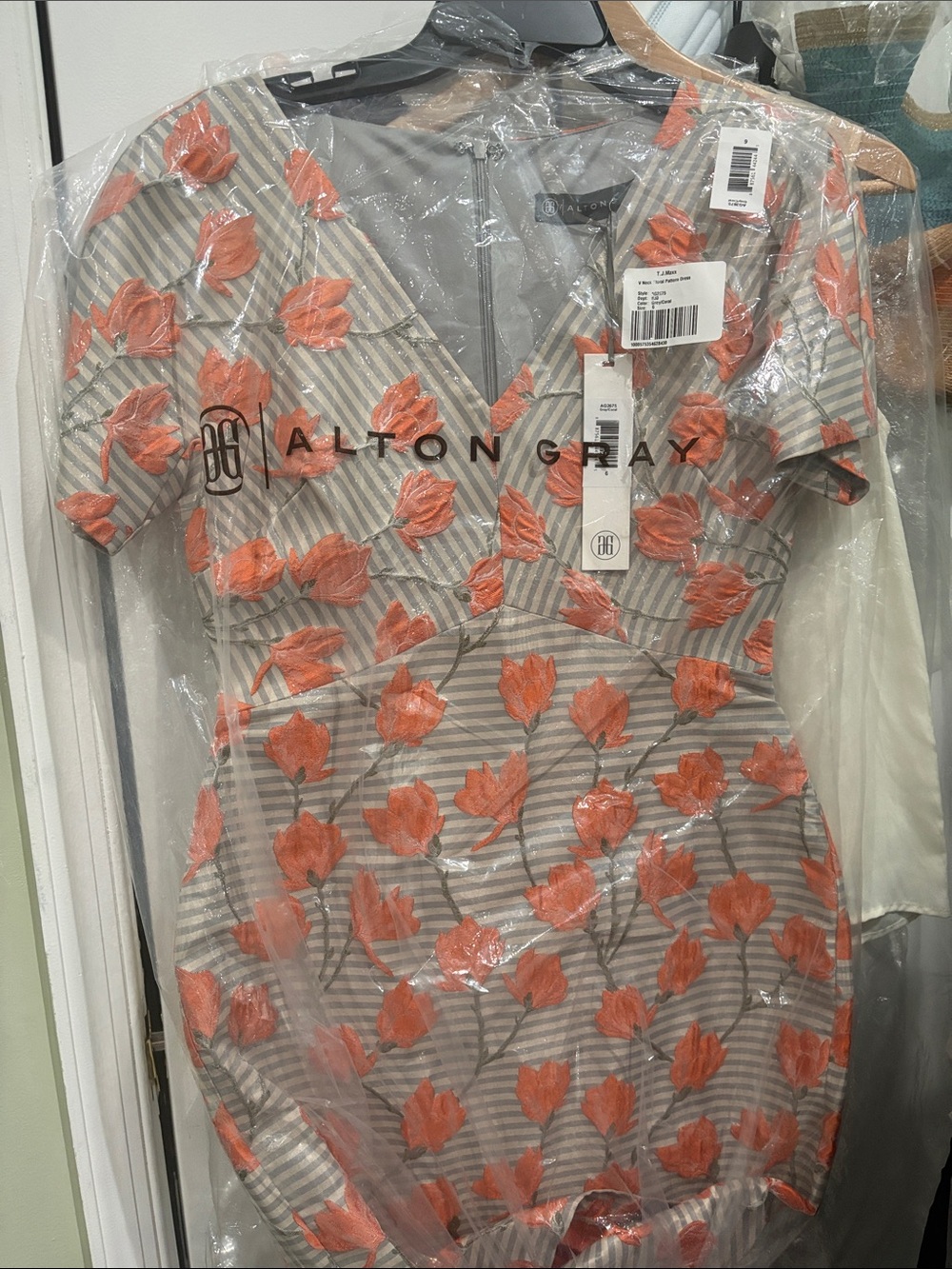Coral Floral Embroidered Short Sleeve Dress